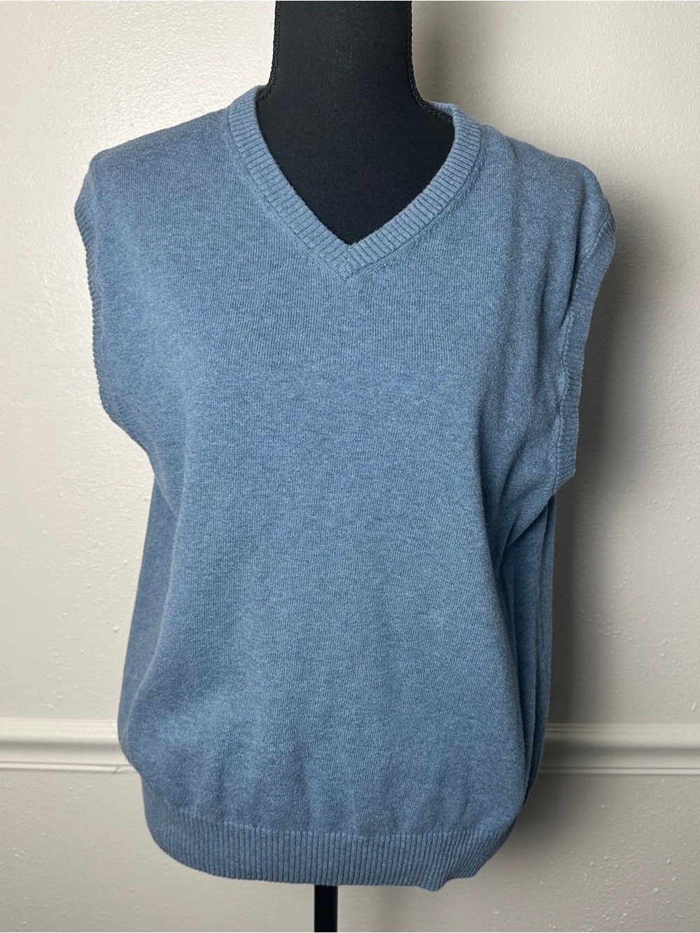 Classic Men's V-Neck Sweater Vest in Dusty Blue